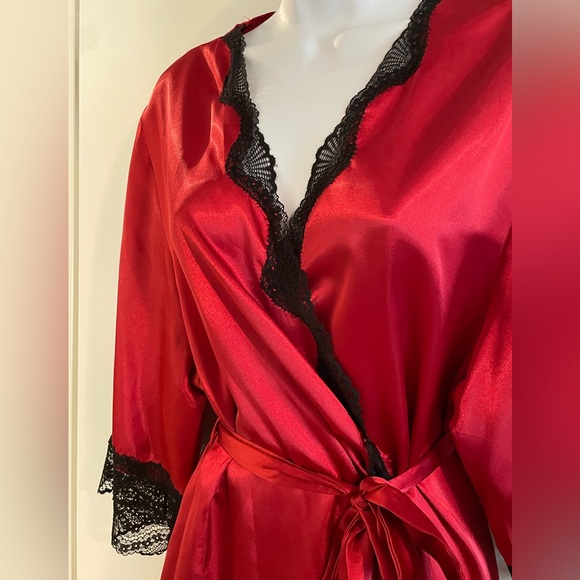 Satin Kimono Short Robe - Sz Sm - Picture 2 of 7